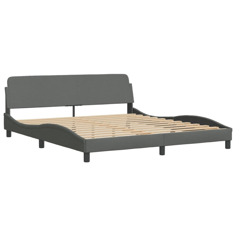 Bed Frame with LED Lights Dark Grey 183x203 cm King Size Fabric