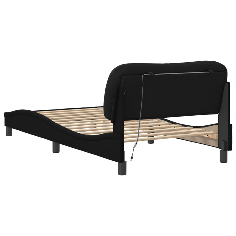 Bed Frame with LED Light Black 107x203 cm Fabric