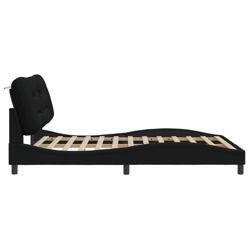 Bed Frame with LED Light Black 152x203 cm Fabric