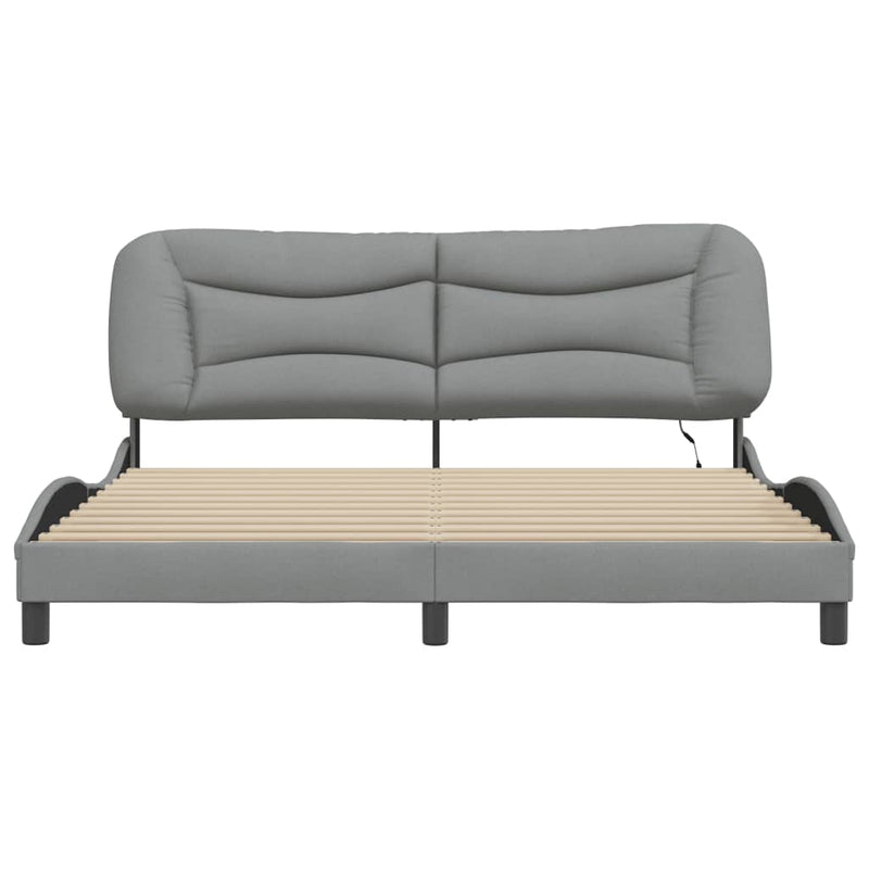 Bed Frame with LED Light Dark Grey 183x203 cm King Size Fabric