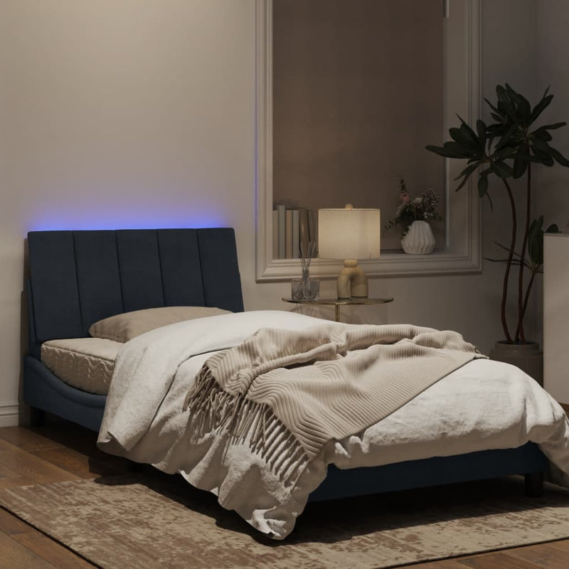 Bed Frame with LED Light Dark Grey 107x203 cm Velvet