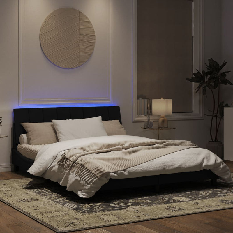 Bed Frame with LED Light Black 152x203 cm Velvet