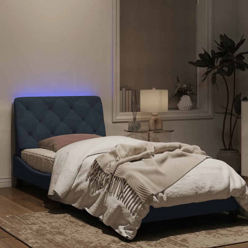 Bed Frame with LED Light Dark Grey 90x190 cm Velvet