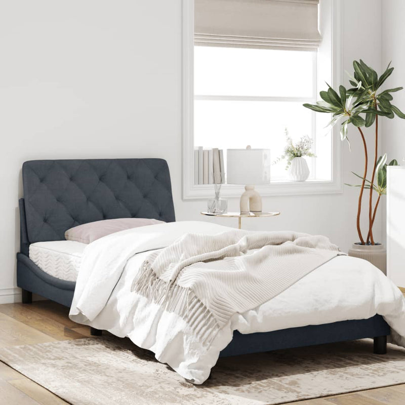 Bed Frame with LED Light Dark Grey 107x203 cm Velvet
