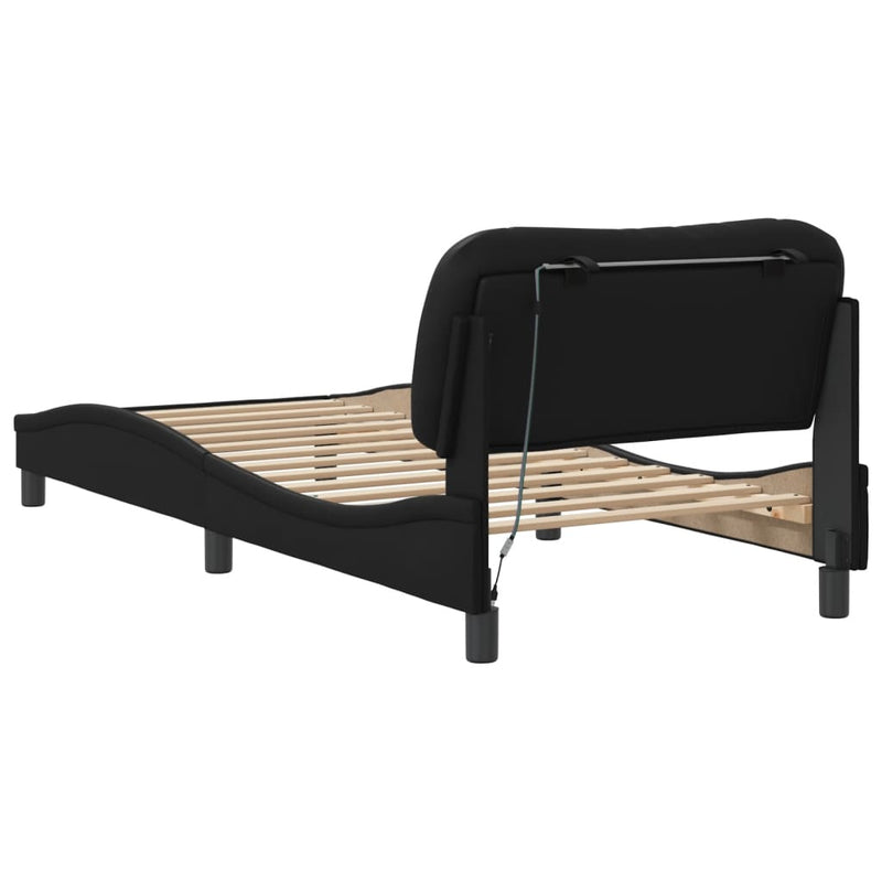 Bed Frame with LED Light Black 90x190 cm Faux Leather