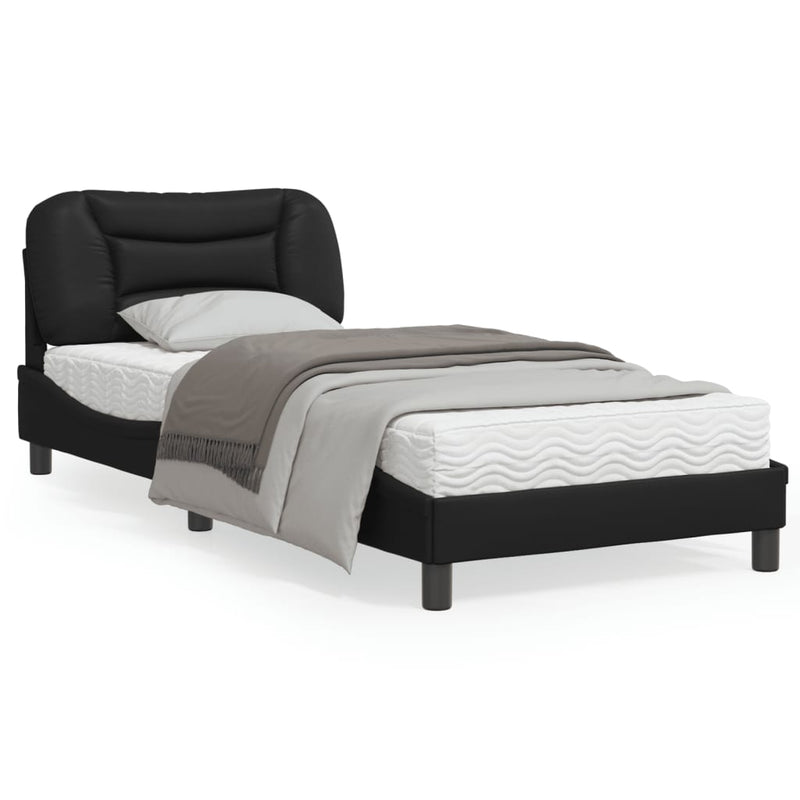 Bed Frame with LED Light Black 90x190 cm Faux Leather