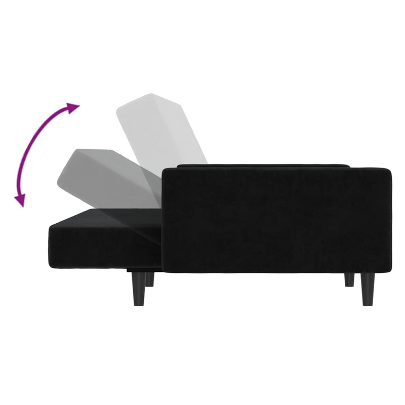 2-Seater Sofa Bed Black Velvet