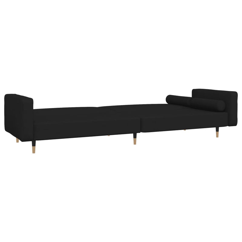 2-Seater Sofa Bed with Two Pillows Black Velvet