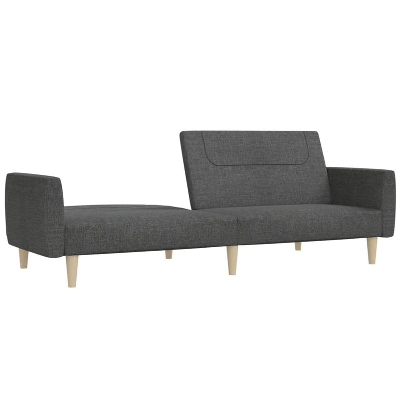 2-Seater Sofa Bed Dark Grey Fabric