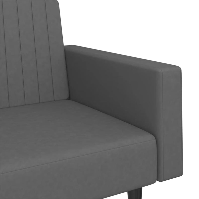 2-Seater Sofa Bed Dark Grey Velvet