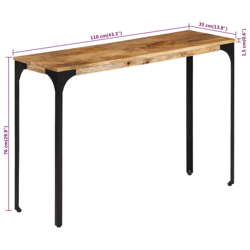Console Table Brown 110x35x76 cm Solid Wood Mango and Iron