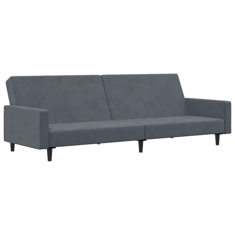 2-Seater Sofa Bed with Footstool Dark Grey Velvet