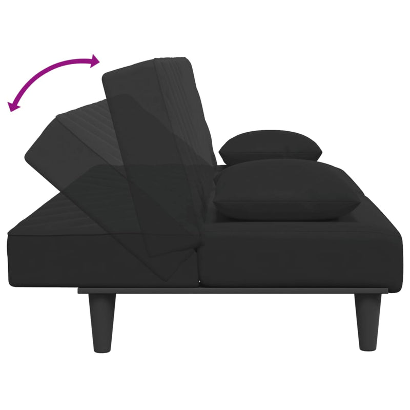 2 Piece Sofa Set with Pillows Black Velvet