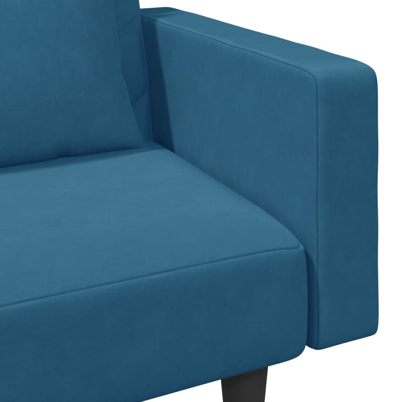 2 Piece Sofa Set with Pillows Blue Velvet