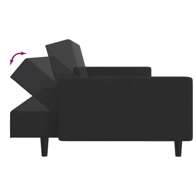 2 Piece Sofa Set Black Velvet