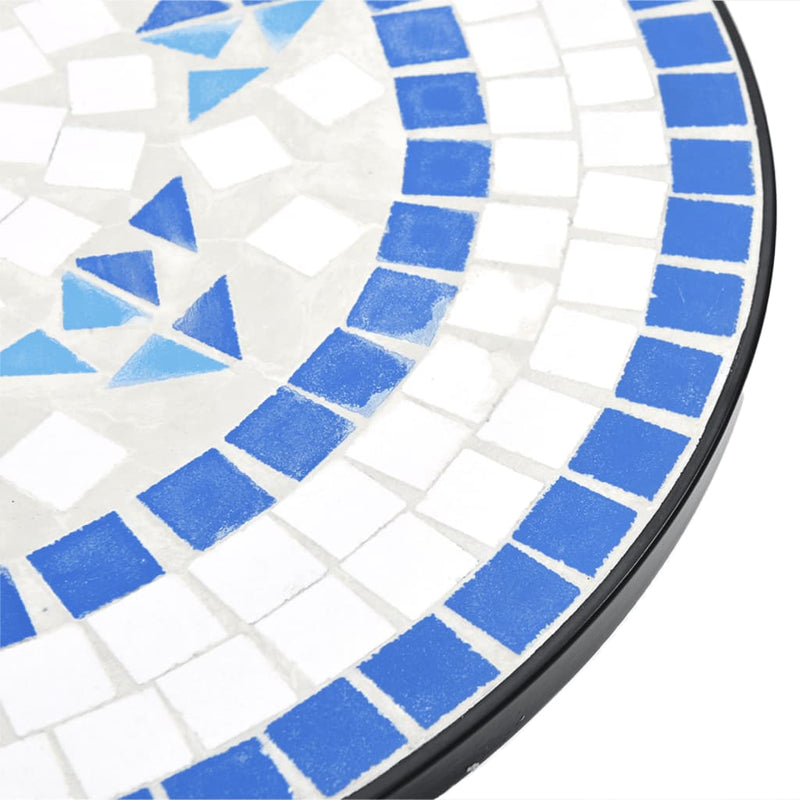 Mosaic Bistro Set Blue and White Iron and Ceramic