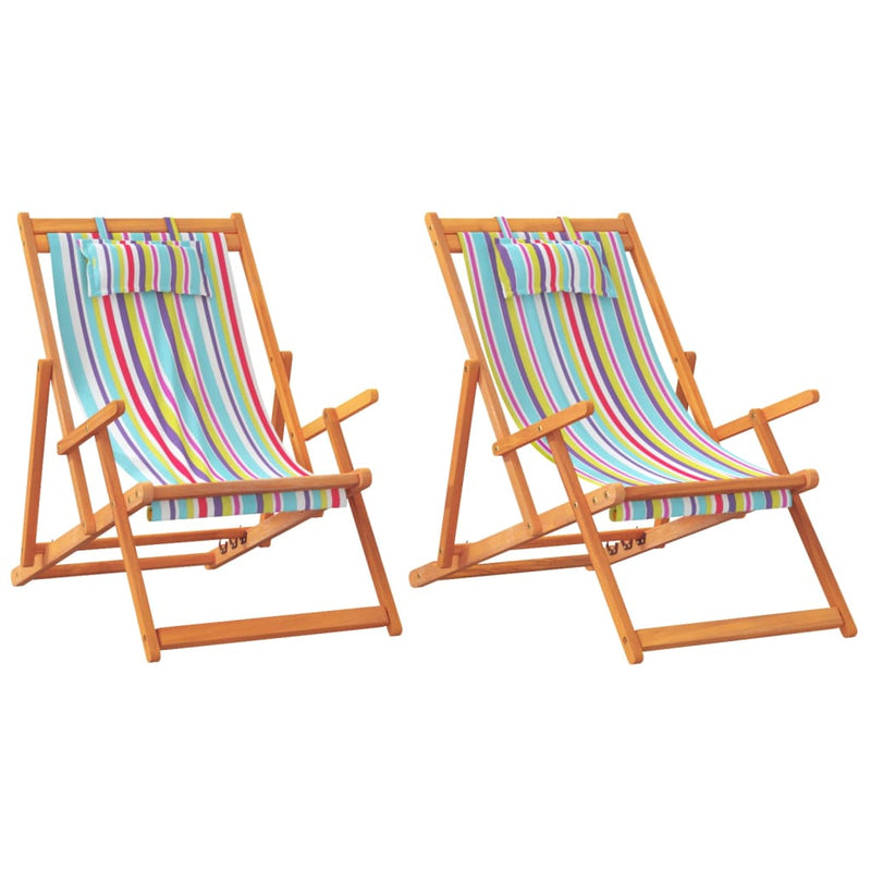 Folding Beach Chairs 2 pcs Multicolour Fabric
