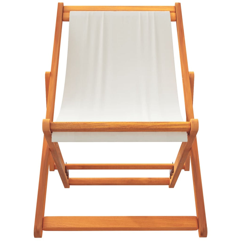 Folding Beach Chairs 2 pcs Cream White Fabric