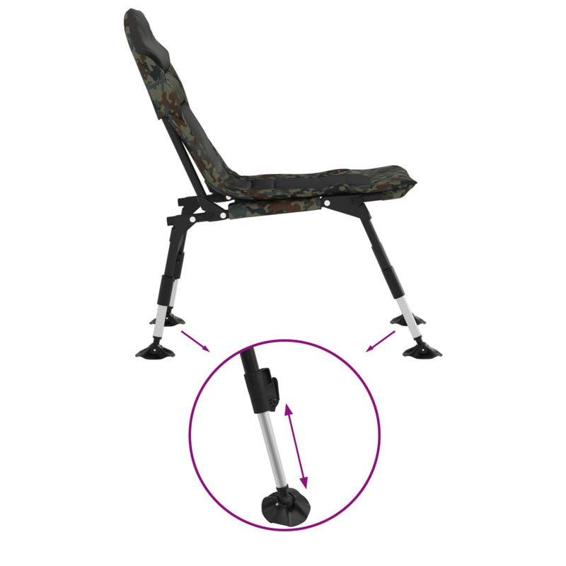 Fishing Chair with Adjustable Mud Legs Foldable Camouflage