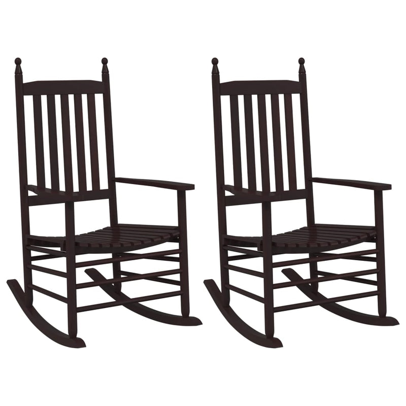 Rocking Chairs with Curved Seats 2 pcs Brown Solid Wood Poplar
