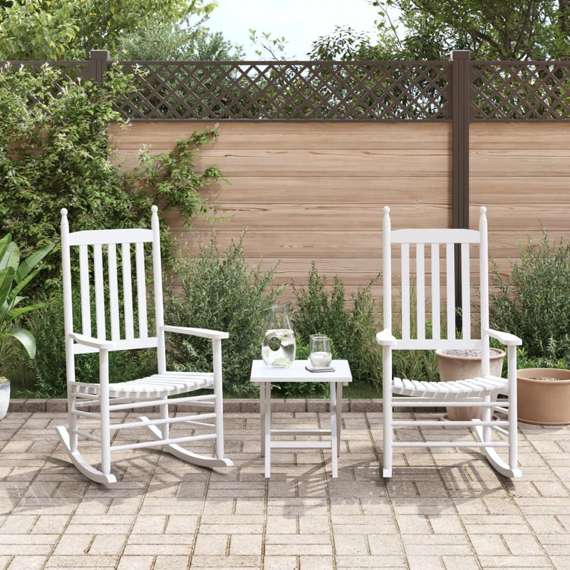 Rocking Chairs with Curved Seats 2 pcs White Solid Wood Fir