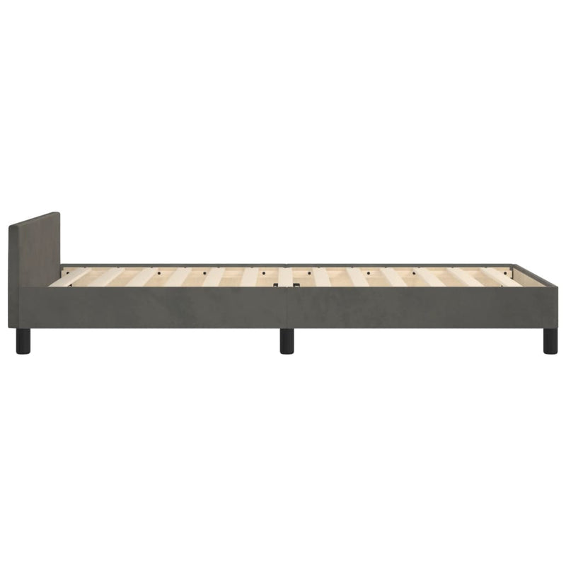 Bed Frame with Headboard Dark Grey 106x203 cm King Single Size Velvet