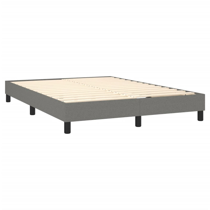 Box Spring Bed with Mattress Dark Grey 137x187 cm Double Size Fabric
