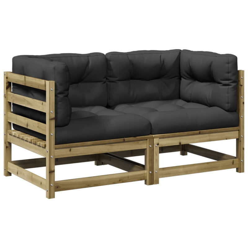 2 Piece Garden Sofa Set with Cushions Impregnated Wood Pine