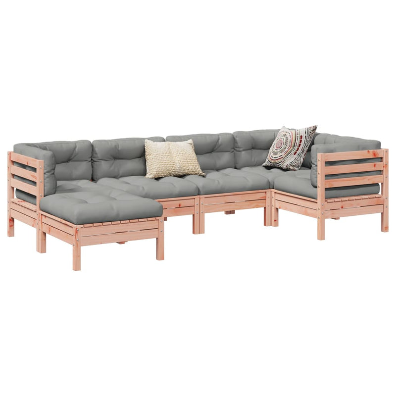 6 Piece Garden Sofa Set with Cushions Solid Wood Douglas Fir