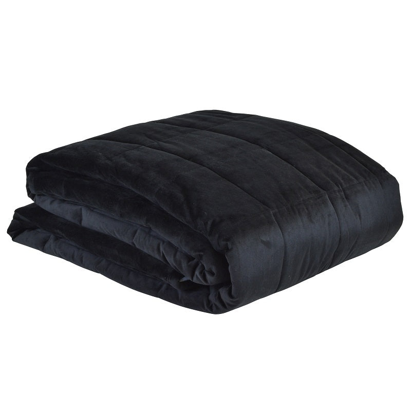 Velvet Box Stitching Comforter Black 280x140cm