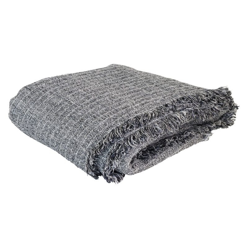 Linen Throw Blanket Charcoal Grey Marle 210x220cm
