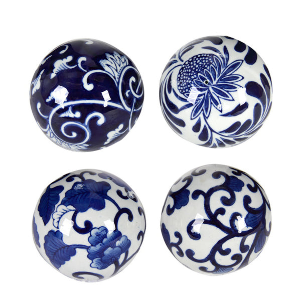 Blue & White 4 Decorator Balls