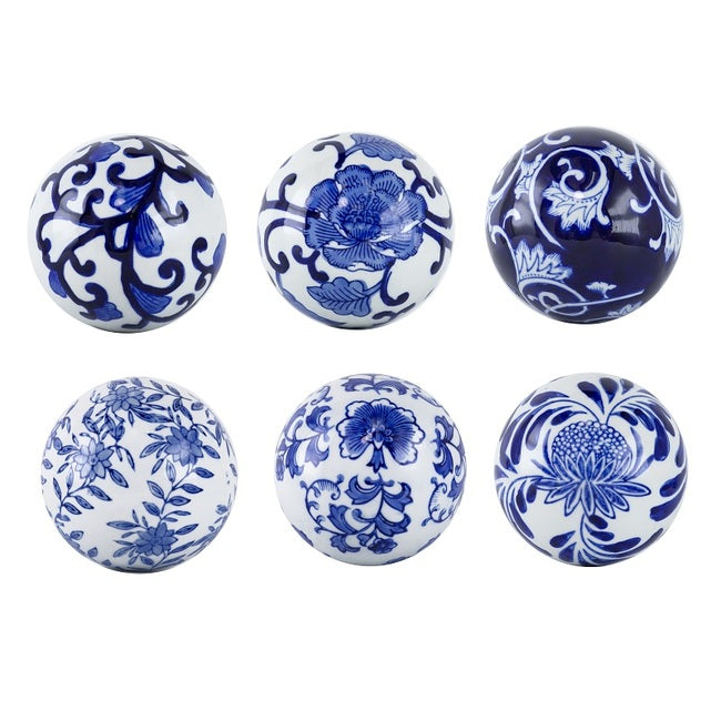 Aline Blue & White Decorator set of 6 balls Image 1 - uhdd_20845