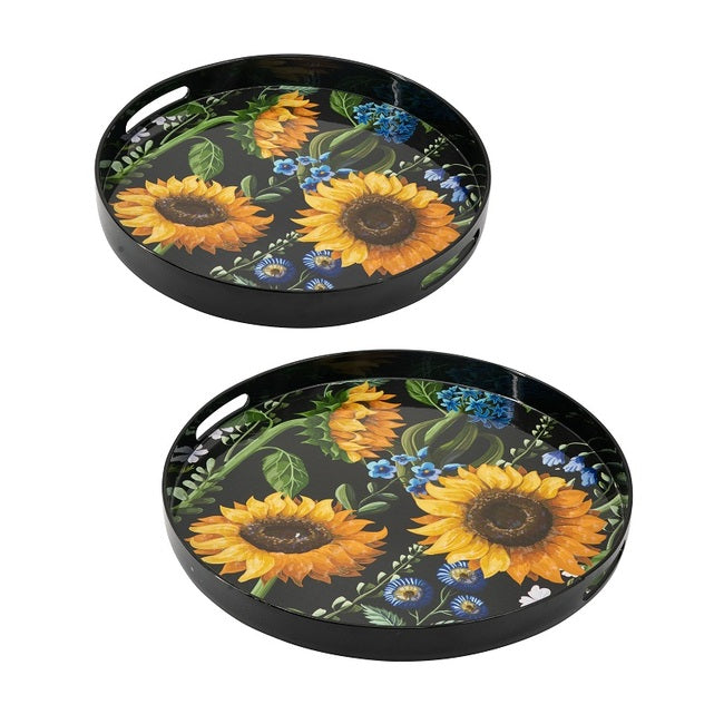 Sunflower Decorative set of 2 Round Trays Image 1 - uhdd_20865