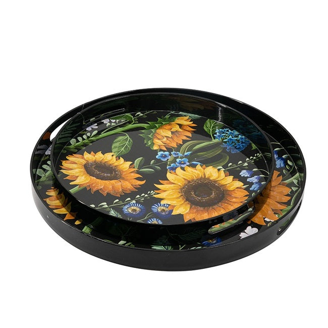 Sunflower Decorative set of 2 Round Trays Image 2 - uhdd_20865