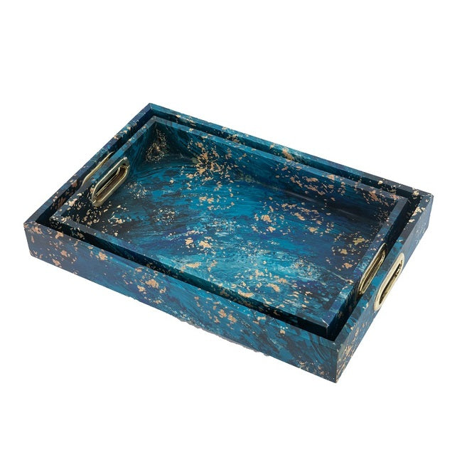 Set of 2 Blue Decorative Trays Image 1 - uhdd_20868