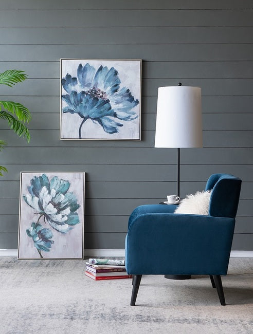 Blue Floral Embellished & Handpainted Canvas Wall Art Image 2 - uhdd_20871