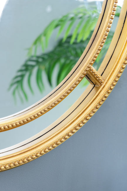 Beaded Framed Round Wall Mirror