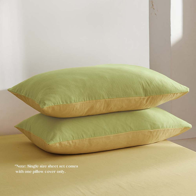 Cosy Club Sheet Set Bed Sheets Set Single Flat Cover Pillow Case Yellow Inspired Image 6 - cc-sheetset-s-ye-ye