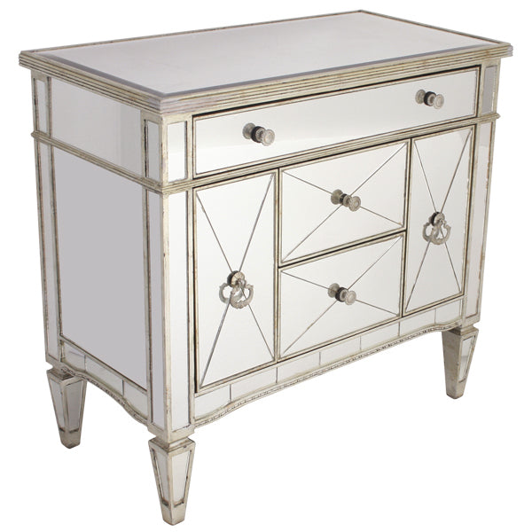 Mirrored Dresser Nightstand Antique Ribbed 5 drawers Image 1 - uhdd_41111