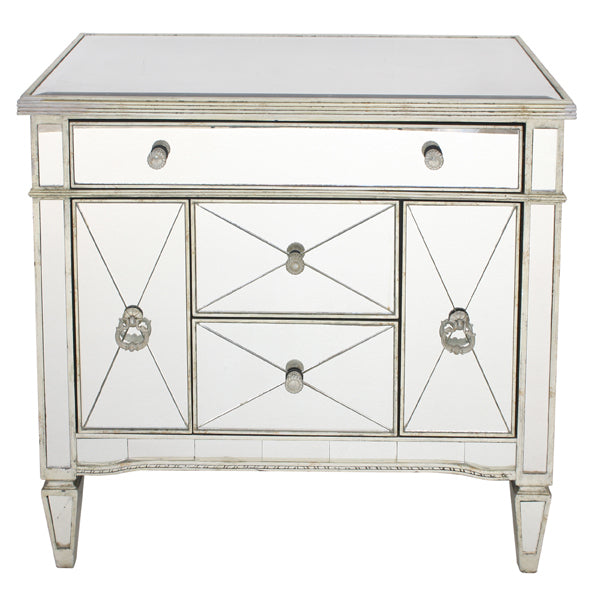 Mirrored Dresser Nightstand Antique Ribbed 5 drawers Image 2 - uhdd_41111