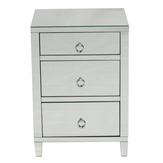 Glamour Mirrored 3 Drawer Bedside Image 2 - uhdd_41135