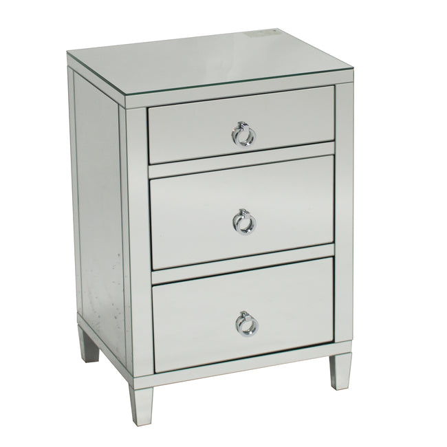 Glamour Mirrored 3 Drawer Bedside Image 1 - uhdd_41135