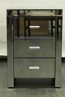 Mirrored Modern Bedside with 3 drawers Image 1 - uhdd_41168