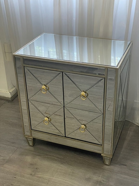 Criss Cross Front Bedside with gold handles