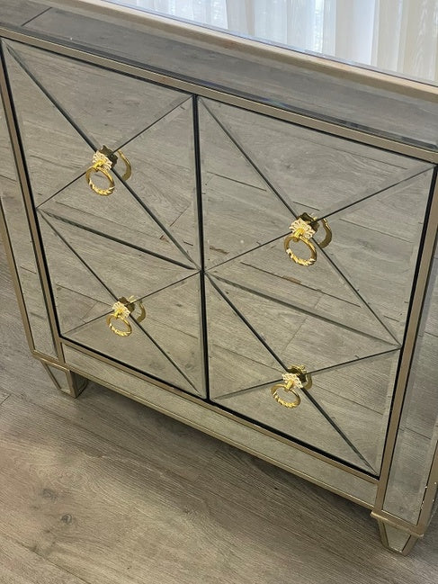 Criss Cross Front Bedside with gold handles