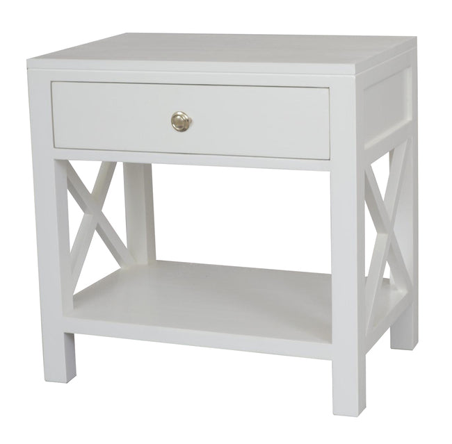 Catalina Crossed White Bedside/Side Table Image 1 - uhdd_48168