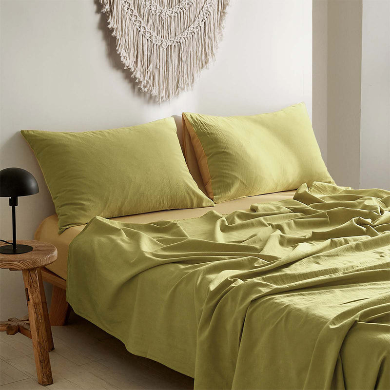 Cosy Club Sheet Set Bed Sheets Set Single Flat Cover Pillow Case Yellow Inspired Image 2 - cc-sheetset-s-ye-ye