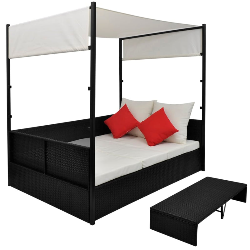 Garden_Bed_with_Canopy_Black_190x130_cm_Poly_Rattan_IMAGE_2