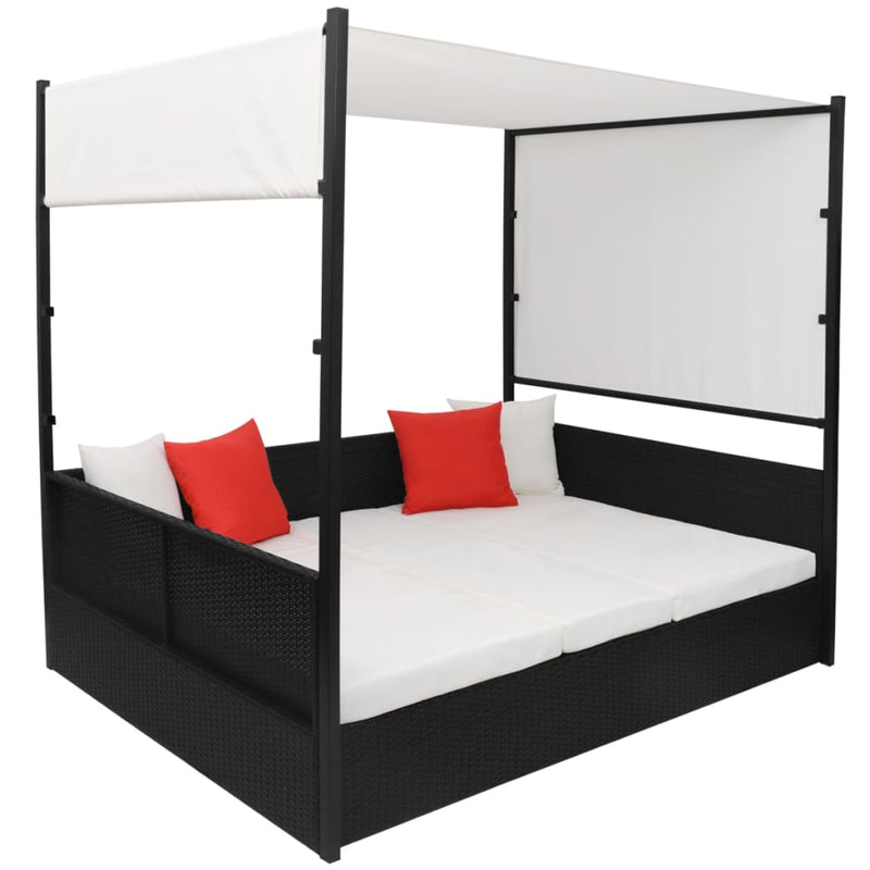 Garden_Bed_with_Canopy_Black_190x130_cm_Poly_Rattan_IMAGE_3